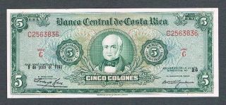 Costa Rica Banknote 5 Colones 1965 Crisp Unc Scarce In This photo