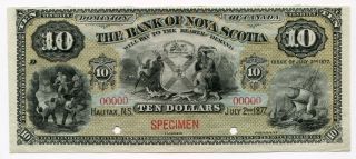 Canada Specimen $10 Bank Of Nova Scotia 1877 photo