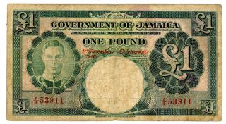 Jamaica P - 40a 1 Pound (1.  11.  1940) Vg/f photo