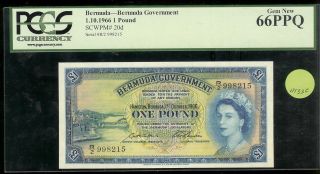 Bermuda - 1 Pound,  1966.  P20d.  Pcgs 66ppq photo