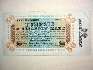 Reichchsbanknote 50 Milliarden Marks 1923 Company Af photo