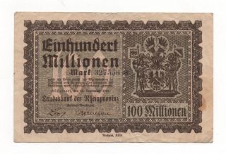 Germany Rheinprovinz 100 Millionen 1923 Notgeld Emergency Money Look Scans photo