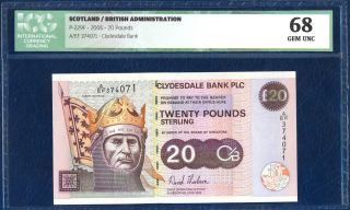 Scotland 20 Pounds Clydesdale Bank Exchange Pick - 229f 2005 Icg 68 Gem Unc photo