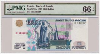 Russia 1000 Roubles Rubles Pick 272a 1997 Pmg 66 Gem Unc photo