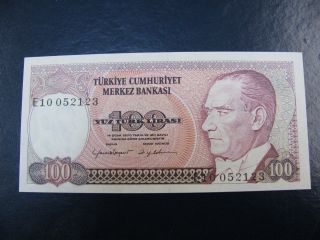Ac - Turkey - 7th Emission 100 Tl E 10 052 123 Different Watermark Uncirculated photo
