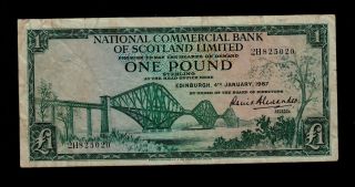 Scotland National Commercial Bank Of Scotland 1 Pound 1967 Pick 271 Vg - F. photo