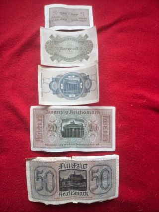 1,  2,  5,  20,  50 Reichsmark photo
