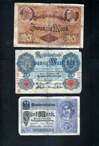 Germany - 3 Older German Marks - photo