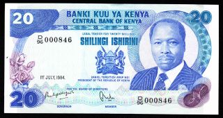 Kenya 20 Shillings 1984 D/96 Low Pick 21c Vf. photo