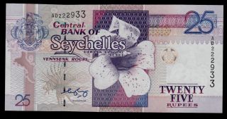 Seychelles 25 Rupees Ad Pick 37 Unc -. photo