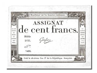 French Assignats,  100 Francs Type Domaines Nationaux,  Signé Goussu photo