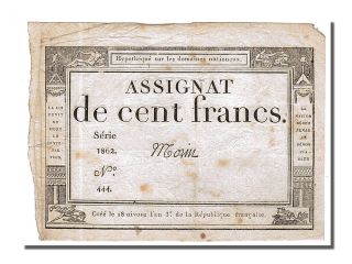 French Assignats,  100 Francs Type Domaines Nationaux,  Signé Morin photo
