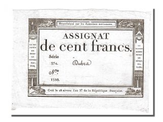French Assignats,  100 Francs Type Domaines Nationaux,  Signé Dubra photo