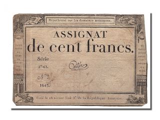 French Assignats,  100 Francs Type Domaines Nationaux,  Signé Guyot photo