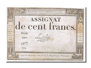 French Assignats,  100 Francs Type Domaines Nationaux,  Signé Le Noble photo