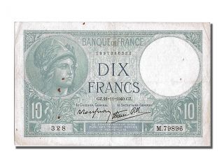 French Paper Money,  10 Francs Type Minerve photo