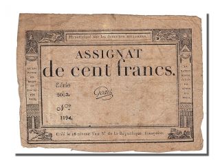 French Assignats,  100 Francs Type Domaines Nationaux,  Signé Godet photo
