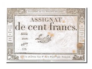 French Assignats,  100 Francs Type Domaines Nationaux,  Signé Le Noble photo