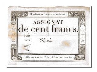 French Assignats,  100 Francs Type Domaines Nationaux,  Signé Morin photo