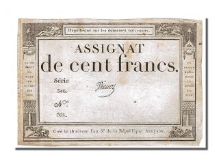French Assignats,  100 Francs Type Domaines Nationaux,  Signé Vienoz photo