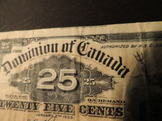 1900 Dominion Of Canada Shinplaster 0.  25 Cents Paper Boville Error At Top Dc - 15b photo