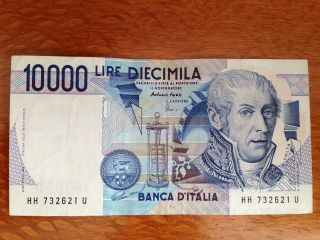 Lire Diecimila 10000 Banca D ' Italia A.  Volta Serie Hh732621u Decreto 1984 photo
