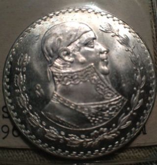 1967 Peso Mexico Ms 800% Silver Coin photo