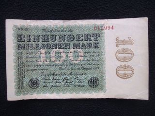 German 100 Million Mark Banknote From 1923 photo