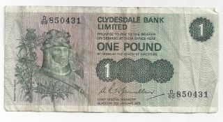 Scotland Clydesdale Bank Limited 1 Pound Note Dated 1979 S&h photo