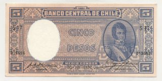 Chile 5 Pesos 1/2 Condor 10 - 11 - 1937 Pick 91.  C Xf++ photo