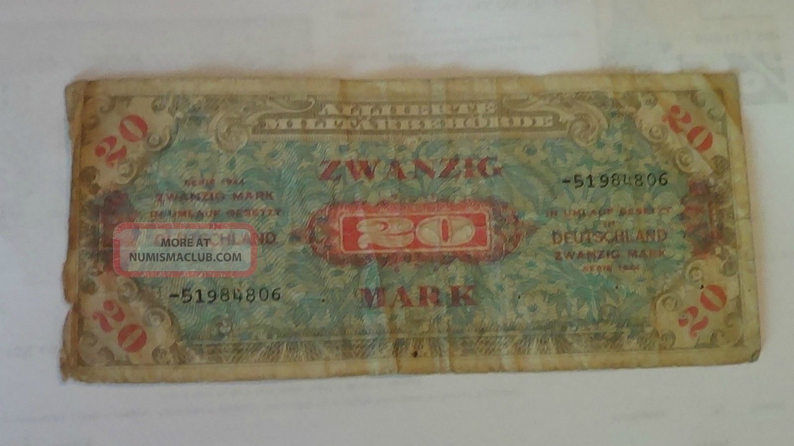 20 Mark Germany Allied Military Currency Europe photo
