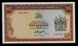 Rhodesia 5 Dollars 1976 Pick 36a Unc. photo