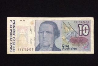 Argentina 10 Australes Banknote World Currency Paper Money photo