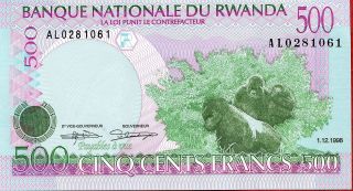 Rwanda 500 Francs 1998 P - 26 Unc photo