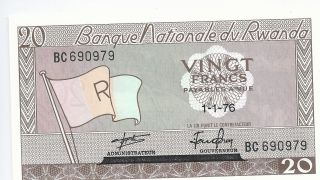 Rwanda 20 Francs 1976 Uncirculated Unc photo