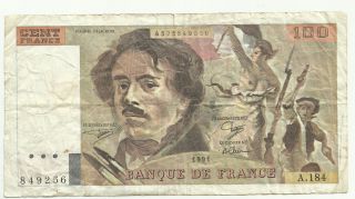 France 100 Francs 1991 P - 154e Vg Small Cut On Top Central Rf29f photo