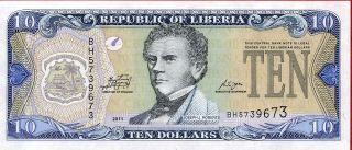 Liberia 10 Dollars 2011 P - Unc photo
