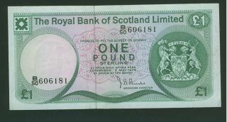 Royal Bank Of Scotland One 1 Pound Unc 1978 Edinburgh Castle P.  336 Unc photo