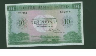 10 Pounds Ireland Ulster Bank March 1976 Norther Ireland Ef Irland Irish P327a photo