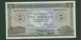 5 Pounds Ireland Ulster Bank March 1976 Norther Ireland Unc Irland Irish P326b photo