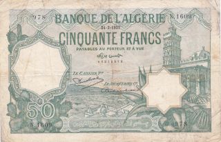Algeria (french) : 50 Francs,  24 - 2 - 1937,  P - 80a,  F+/avf photo