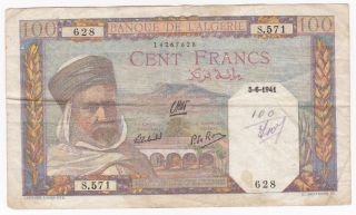 Algeria (french) : 100 Francs,  5 - 6 - 1941,  P - 85 photo