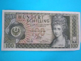 Austria 1969 100 Shilling Crisp Banknote A.  Kauffmann photo