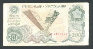 Yugoslavia 200 Dinara 1990 Vf P - 102 Serie: Af Scarce Banknote photo