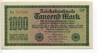 Germany Deutschland 1.  000 Mark 1922 Unc Uncirculated Reichsbanknote J Watermark photo