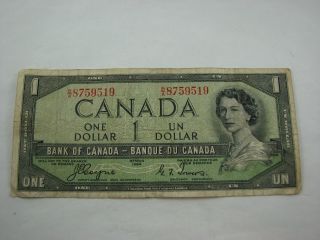 1954 1$ Devil ' S Face Bank Of Canada Prefix B/a Bc 29a Bank Note photo