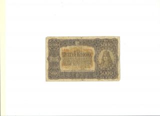 5000 Korona Hungary Money 1923 5b06 Very Rare photo