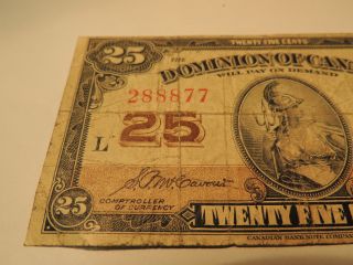 1923 Dominion Of Canada Shinplaster 0.  25 Cents Poker Hand Fancy Serial 288877 photo