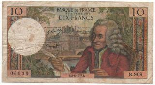France 10 Francs 1973 Pick 147 Pinholes Look Scans photo
