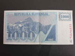 Slovenia 1.  000 Tolars 1991 Xf+ Mountain photo